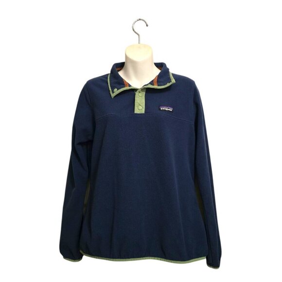 Patagonia Navy Micro D Snap-T Pullover Sweater Sz M - Picture 1 of 9